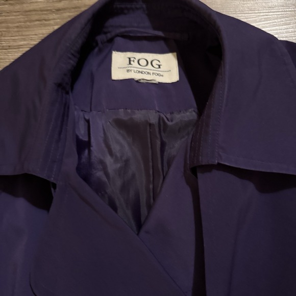 FOG by London Fog Trench Coat Double Breasted Purple Short Rain Jacket Women's X - Picture 2 of 5